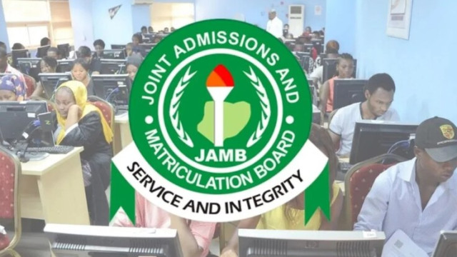 Joint Admission and Matriculation Board Logo on Students Writing Exam
